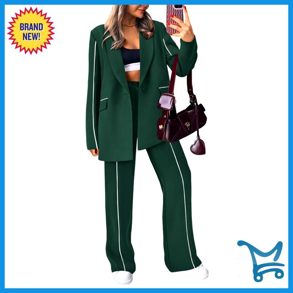 Oversized Blazer Wide Leg Pantsuit Business Casual Work Outfit Set